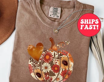 Comfort Colors® Herbstkürbis-T-Shirt, Thanksgiving-Shirt, Kürbis-T-Shirt