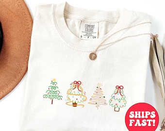 Christmas Tree Tshirt, Festive Holiday Tee, Christmas Gift, Comfort Colors Shirt