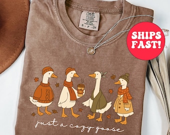 T-shirt Cozy Goose Comfort Colors : T-shirt café citrouille d'automne
