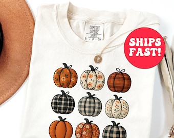 Comfort Colors Pumpkin Patchwork T-shirt - Thanksgiving herfstshirt