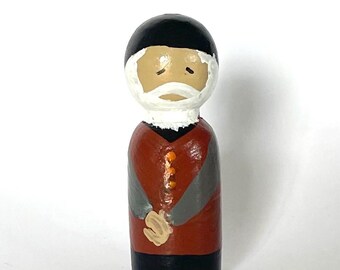 St Paisios hand painted 2.6” wooden peg doll, Catechesis of the Good Shepherd, Orthodox Saints, Roman Catholic Saint, Christian heroes