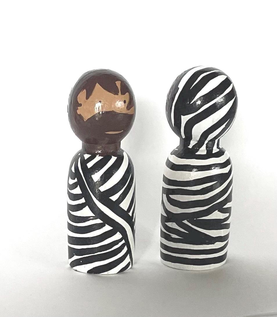 Lazarus, friend of Jesus hand painted 2.4” wooden peg doll, Catechesis of the Good Shepherd, Bible heroes, Saints