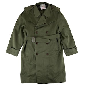 Spanish Army Trench Coat Green Vintage 80s Large