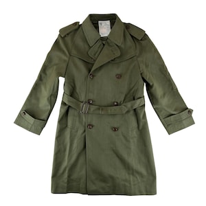 Spanish Army Trench Coat Rain Coat Green Vintage 80s Large