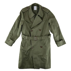 Spanish Army Trench Coat Raincoat Green Vintage 80s Lightweight Large