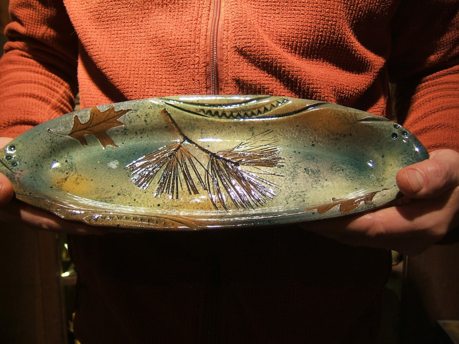 Serving Tray Stoneware Olive & Veggie in Green With Fern White Etsy