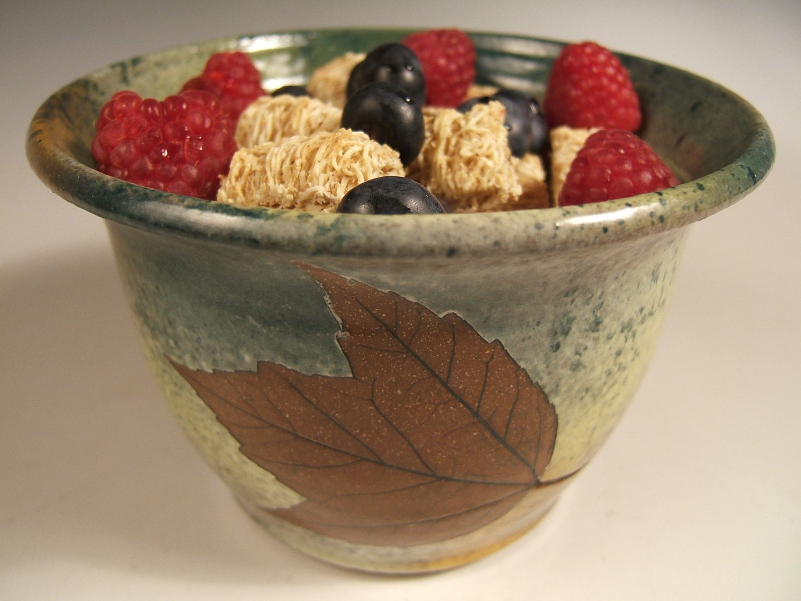 Wheelthrown Stoneware Cereal Bowl Ice Cream Bowl With Leaf Etsy