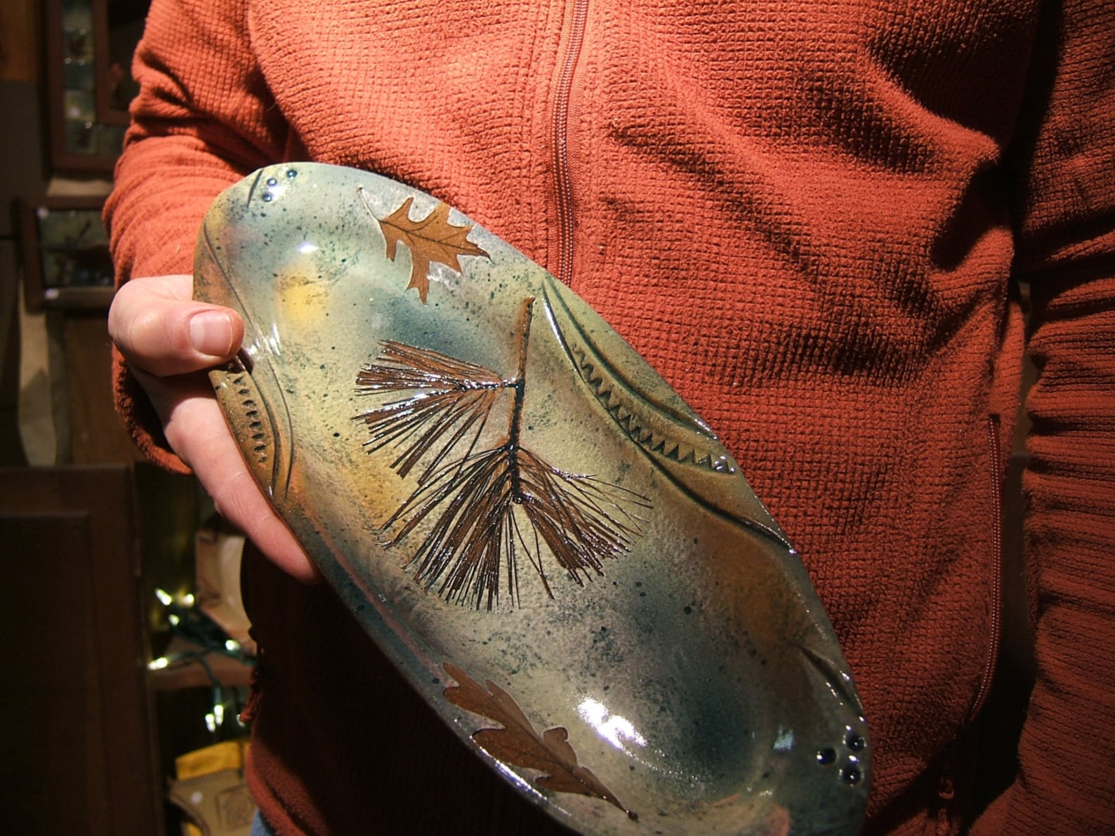 Serving Tray Stoneware Olive & Veggie in Green With Fern White Etsy
