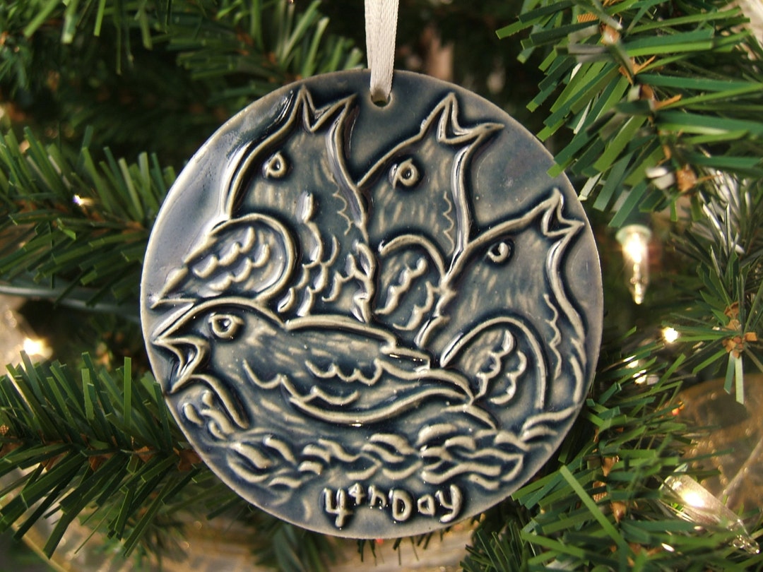 Calling Birds Christmas Ornament: 4th Day, Stoneware Collector
