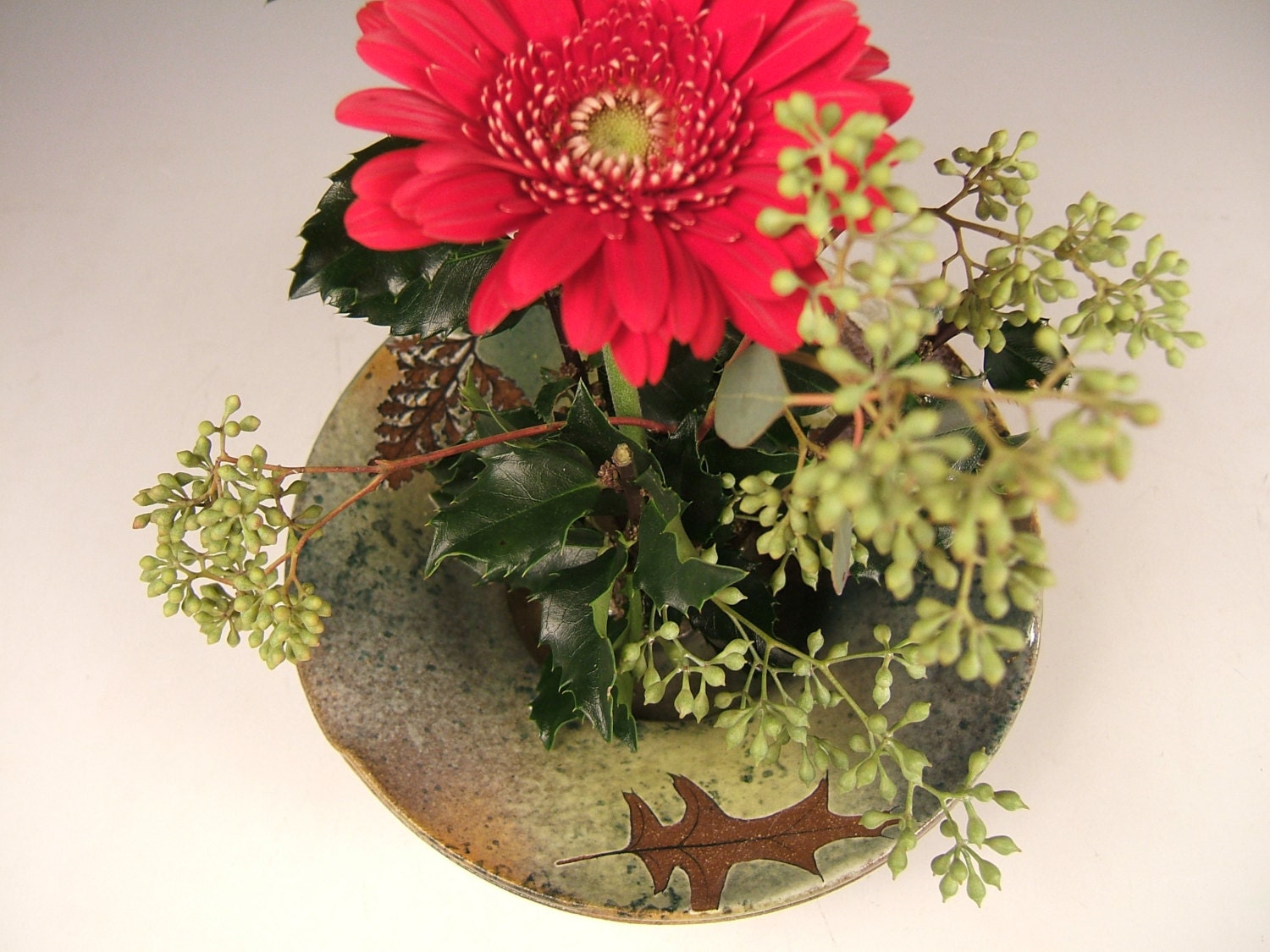 Stoneware RED or GREEN ikebana vase