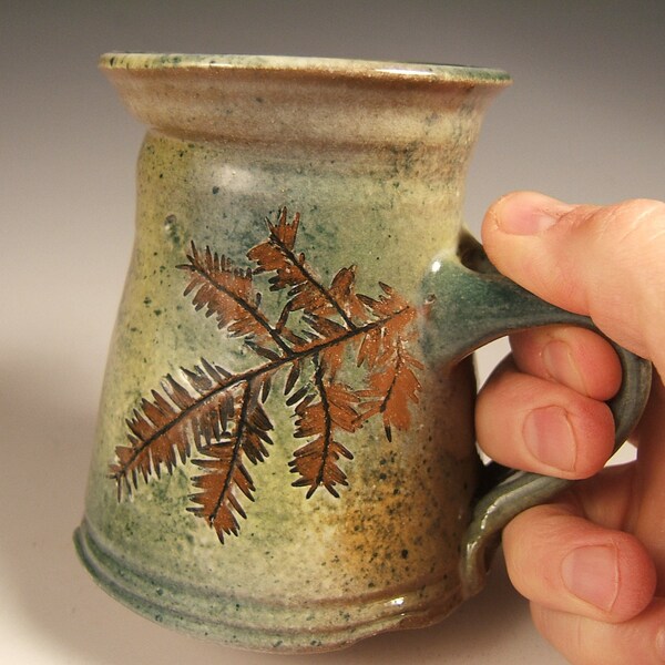 stoneware coffee mug gift for men fathers day gift tea mug  in Hemlock and white Pine