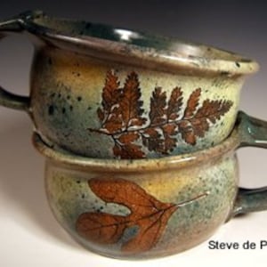 Mug à soupe, pot à soupe, tasse à latte, tasse à thé avec impressions de feuilles vertes