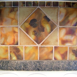 4 Handmade Tiles Samples Backsplash Accent Ceramic Tile kitchen bath tree leaves 1.75 and larger sizes. image 5