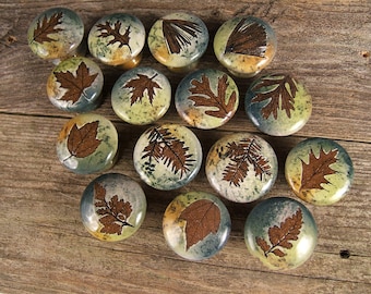 15 cabinet knobs leaf ceramic handmade