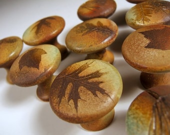 10 leaf cabinet knobs ceramic handmade
