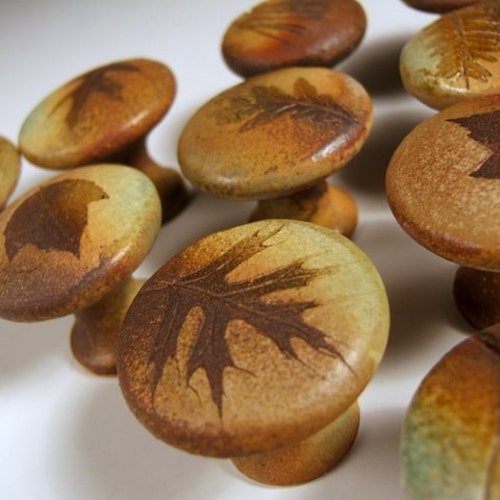 30 Leaf Knobs Handmade Ceramic Etsy