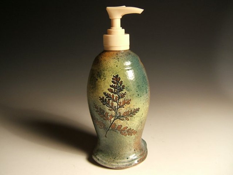 soap dispenser lotion pump with ferns image 1