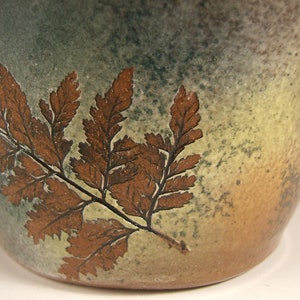 Ceramic Mixing Bowl , Pottery Batter Bowl-Handled Bowl with Green Leaf Glaze in Oak & Fern stoneware image 3