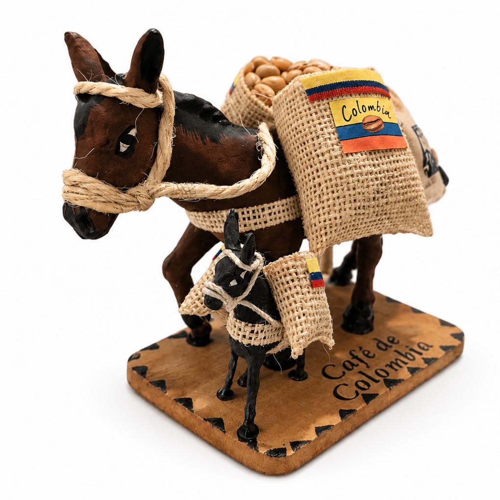 Handmade Colombian Coffee Mule Figurine | Coffee Farm Cultural