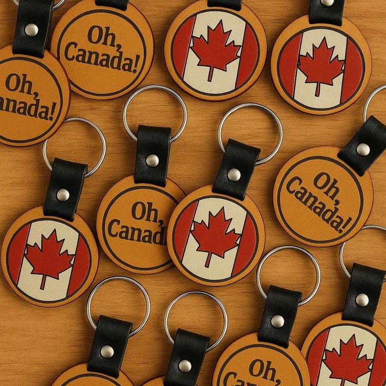 Handmade Leather "Oh Canada" Keychain – Proudly Canadian