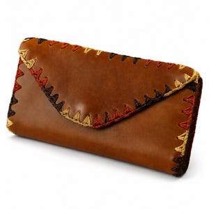Handmade Colombian Leather Wallet – Patchwork Clutch Purse