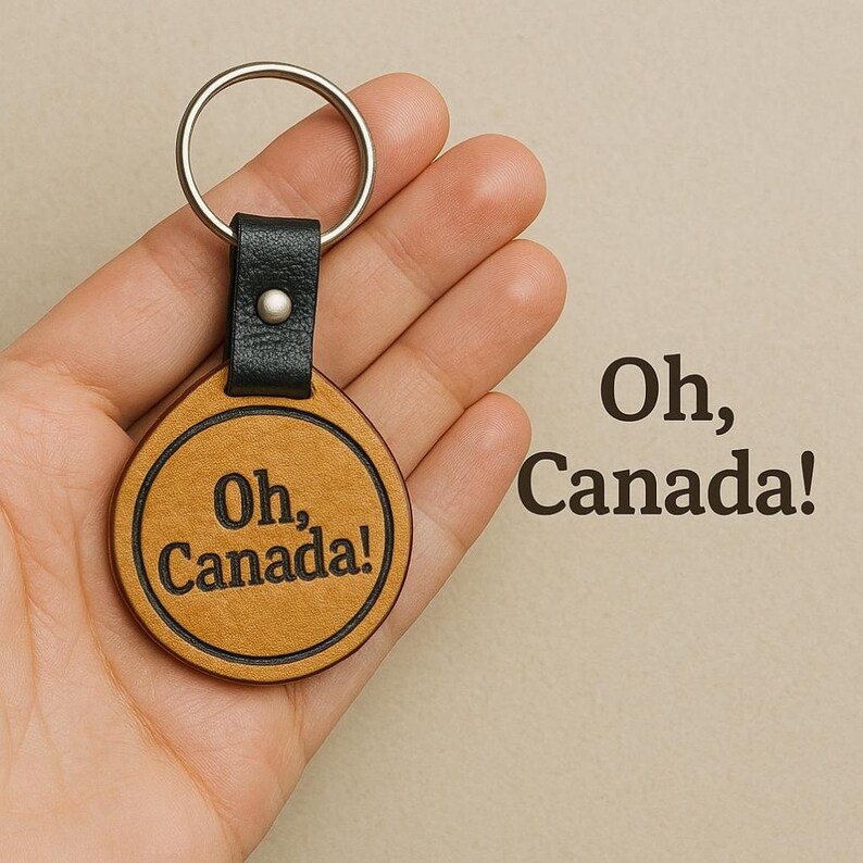 Handmade Leather "Oh Canada" Keychain – Proudly Canadian