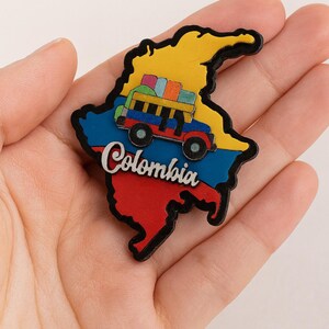Colombian Map Fridge Magnet with Cultural Icons – Coffee, Chiva, Parrot, Symbols image 14