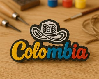 Imán para nevera de Colombia, recuerdo hecho a mano • Decoración colorida con ícono colombiano