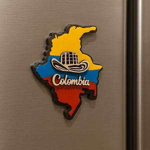 Colombian Map Fridge Magnet with Cultural Icons – Coffee, Chiva, Parrot, Symbols image 10