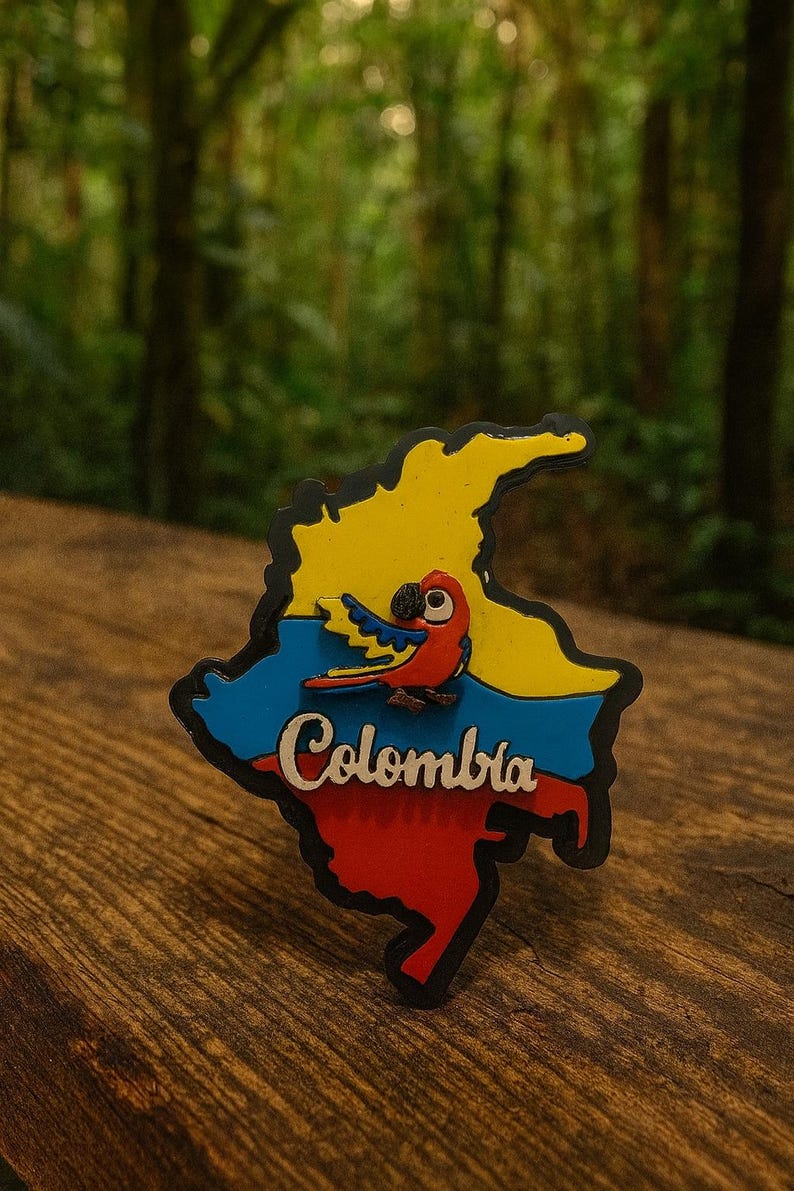 Colombian Map Fridge Magnet with Cultural Icons – Coffee, Chiva, Parrot, Symbols image 15