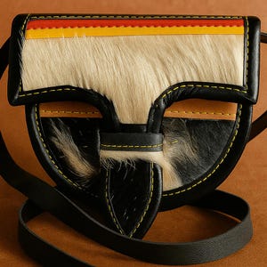 Mini bolso colombiano Carriel: bandolera de cuero con pelo artesanal / bolso tradicional paisa con 2 compartimentos