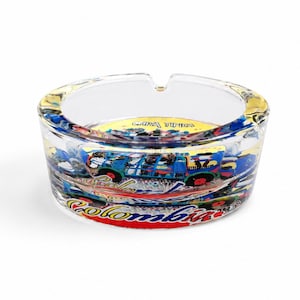 Colombian Glass Ashtray Colorful Artisan Table Decor