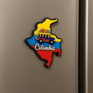 Colombian Map Fridge Magnet with Cultural Icons – Coffee, Chiva, Parrot, Symbols image 17