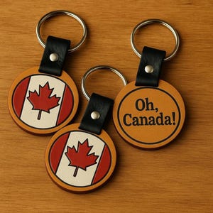 Handmade Leather "Oh Canada" Keychain – Proudly Canadian