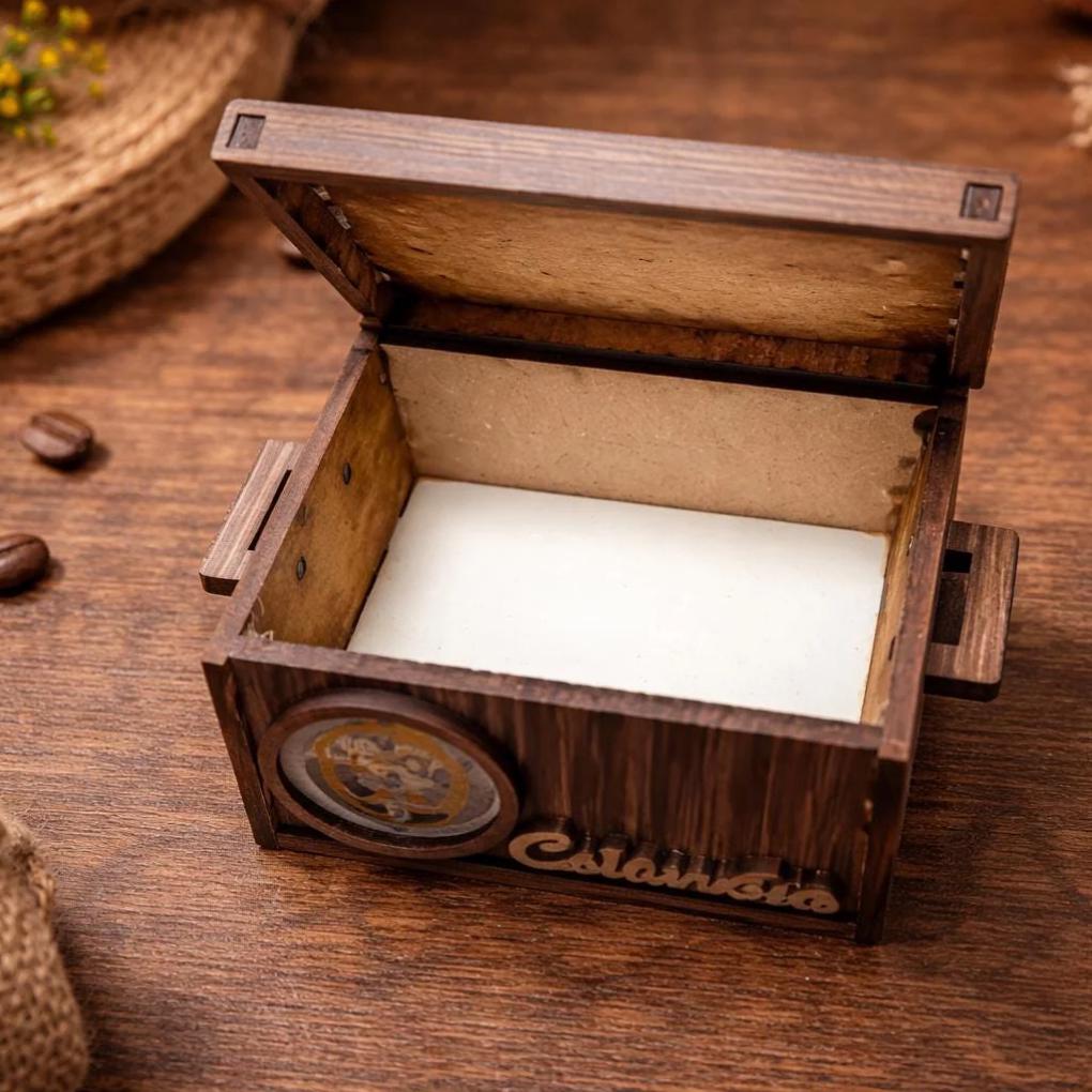 Handcrafted Colombian Wooden Jewelry Box Artisan Coffee Folk Decor