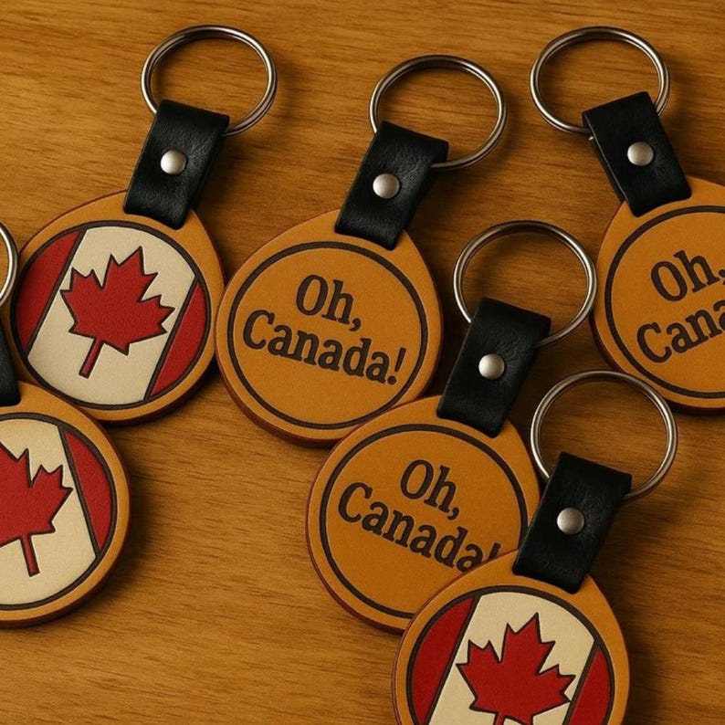 Handmade Leather "Oh Canada" Keychain – Proudly Canadian