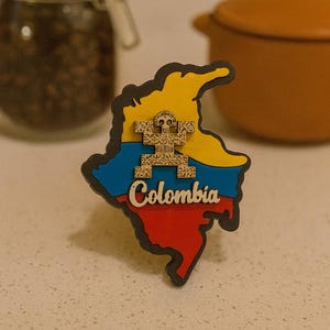 Colombian Map Fridge Magnet with Cultural Icons – Coffee, Chiva, Parrot, Symbols image 8
