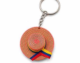 Handgjord Sombrero Vueltiao-nyckelring – Colombiansk Pride-accessoar