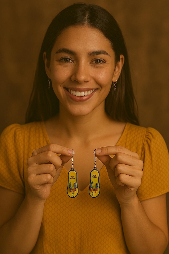 Colombian Sandal Earrings Colorful Handmade Flag Design for