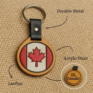 Handmade Leather "Oh Canada" Keychain – Proudly Canadian
