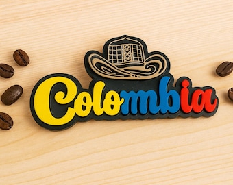 Imán de recuerdo de Colombia con sombrero Vueltiao / Imán de nevera colombiano hecho a mano