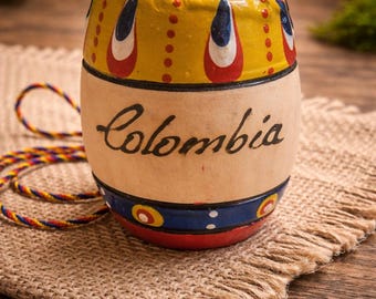 Handmade Colombian Wooden Shot Glass | Hand-Painted Bar Decor