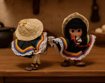 Handmade Colombian Campesina Doll Magnet | Mini Folk Art Fridge Decor Souvenir