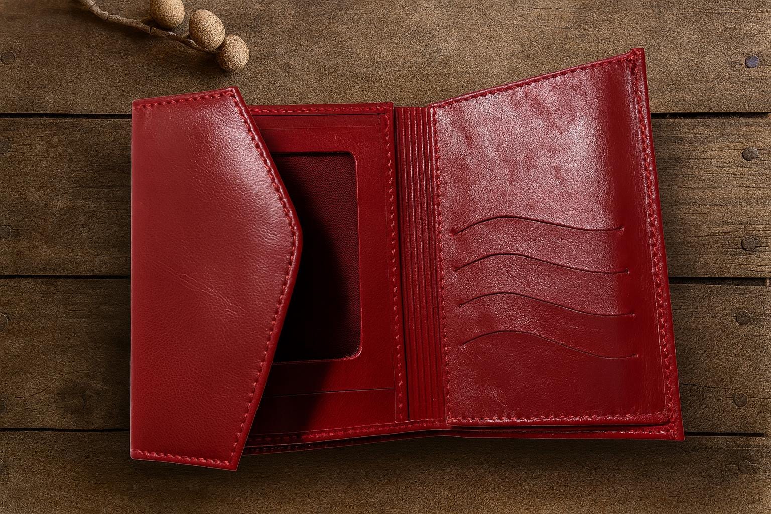 Portefeuille En Cuir Véritable Colombien Marruecos - Couleur Marron/bourgogne, Fait Main, Neuf Sans étiquette