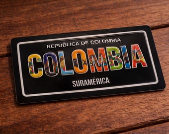 Mini Imán de Matrícula de Colombia 5×3 cm / Recuerdo República de Colombia