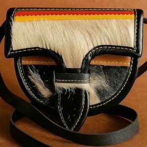 Carriel Paisa, Bolso Carriel Colombiano Grande – Cuero con Pelo y Sintético Hecho a Mano / Bolso Paisa Tradicional con 2 Compartimentos