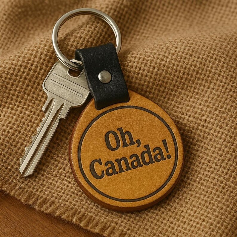 Handmade Leather "Oh Canada" Keychain – Proudly Canadian
