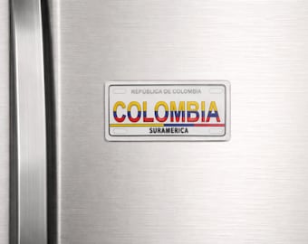 Imán de matrícula colombiana, mini imán para nevera / Souvenir de la República de Colombia