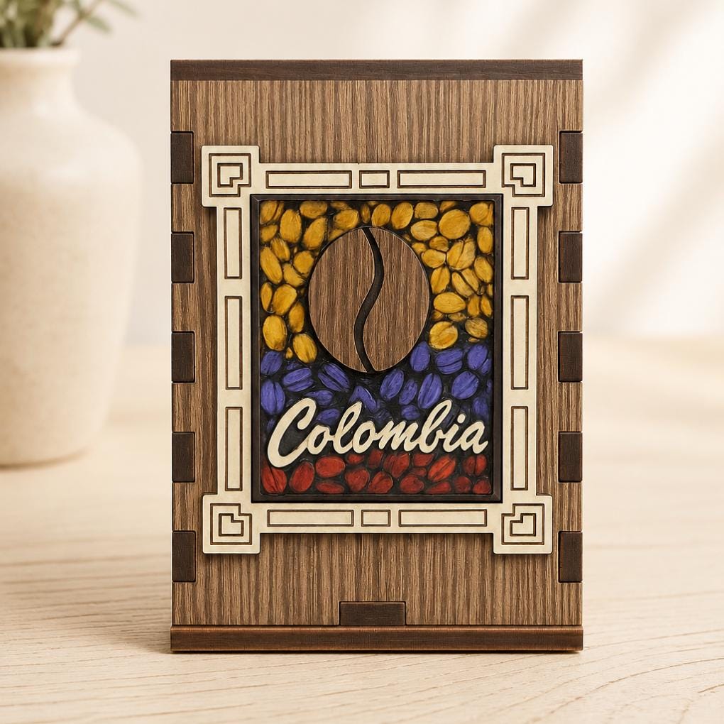 Colombian Wooden Pencil Holder • Coffee Bean Artisan Desk