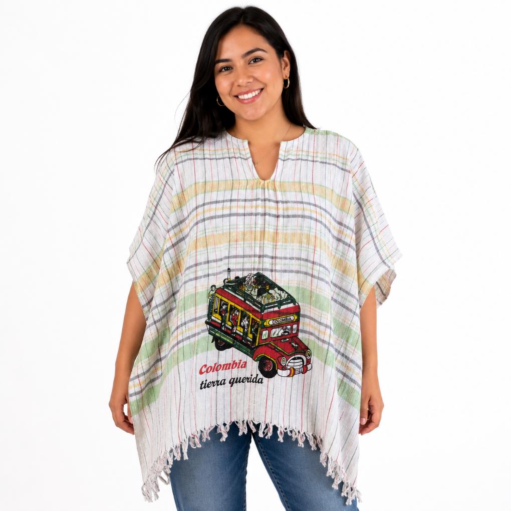 Handmade Colombian Cotton Poncho - Adult Cultural Costume